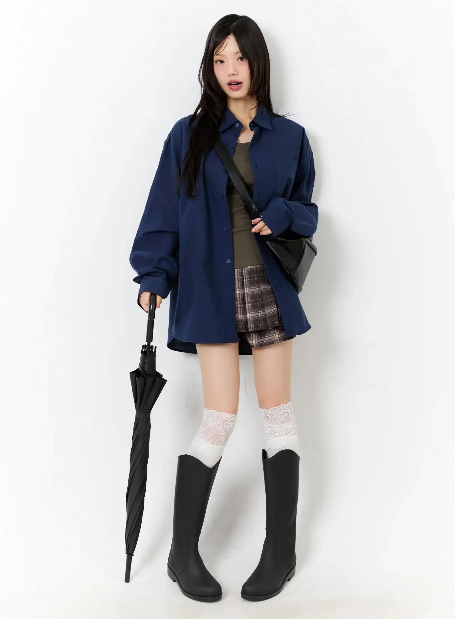 Oversized Solid Collared Shirt IU524