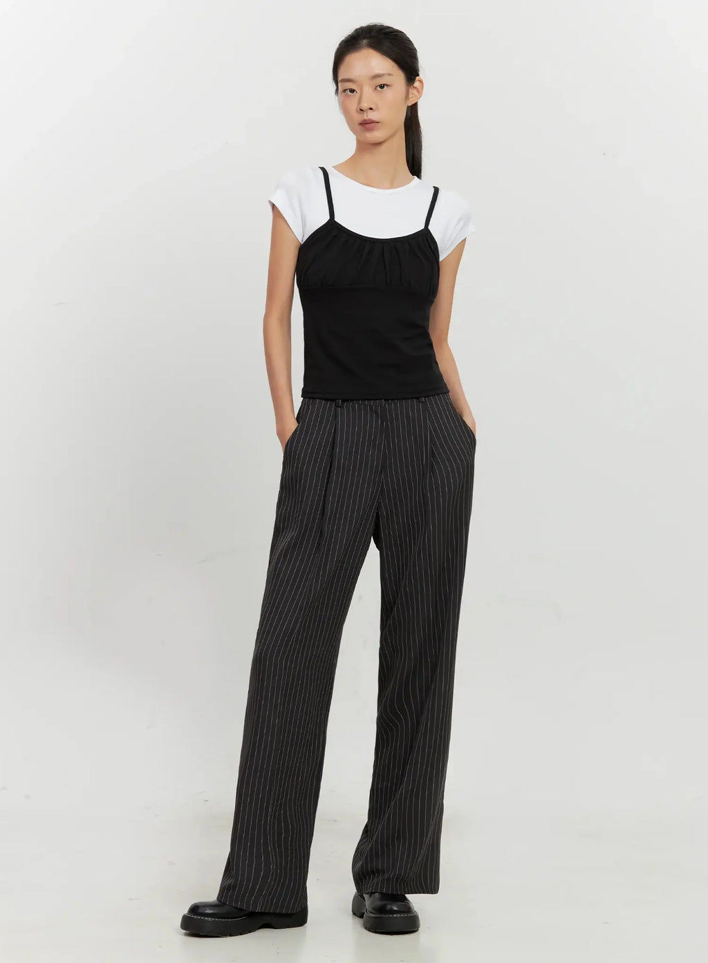 Pinstripe Wide-Leg Trousers IL528