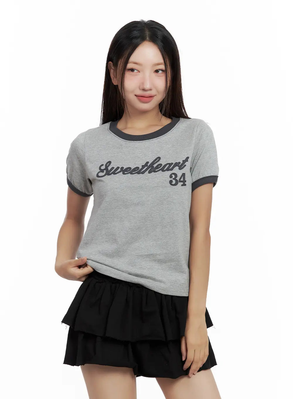 Contrast Text Cropped Tee CL508