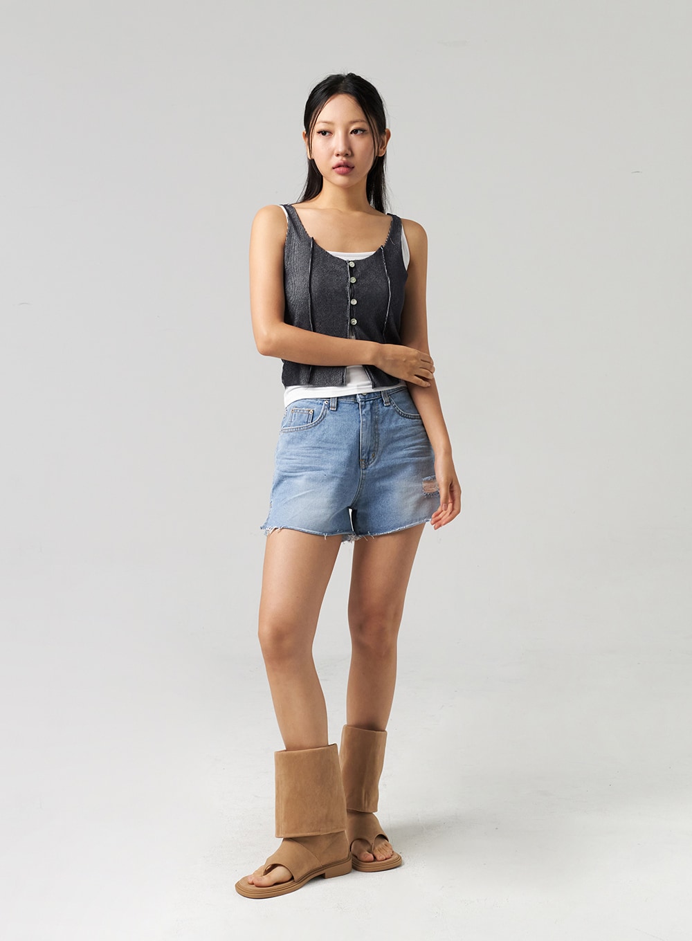 Cut Out Toe Mid-Calf Boots CL310