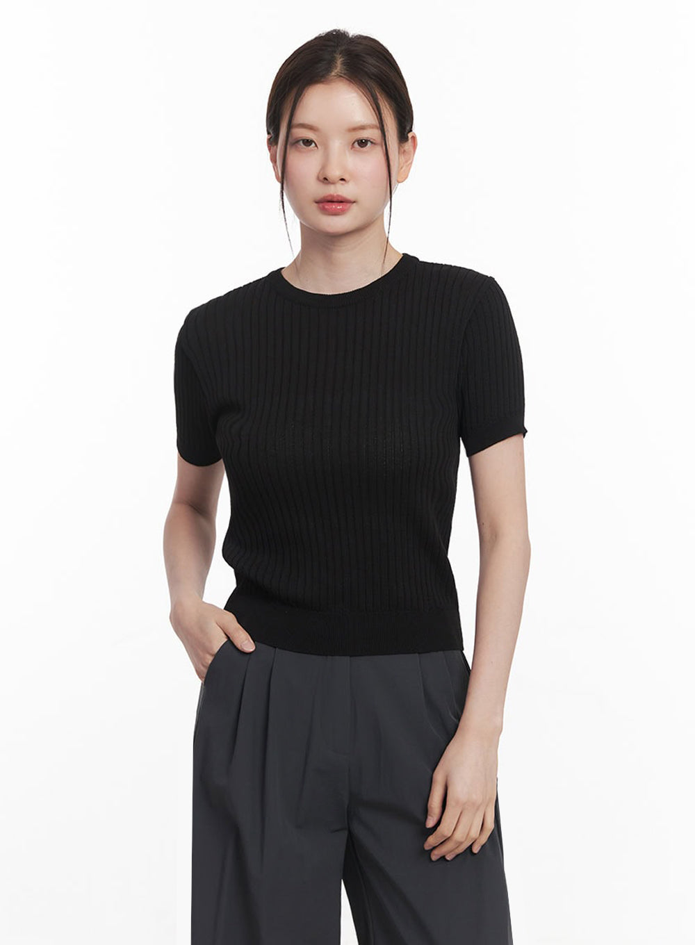 Essential Ribbed Knit Top IY513
