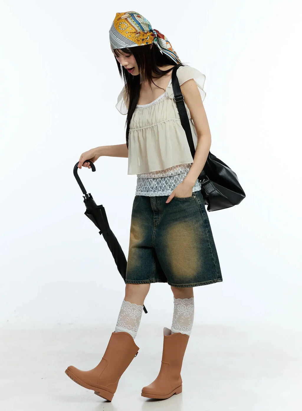 Square Neck Flared Crop Top IU523