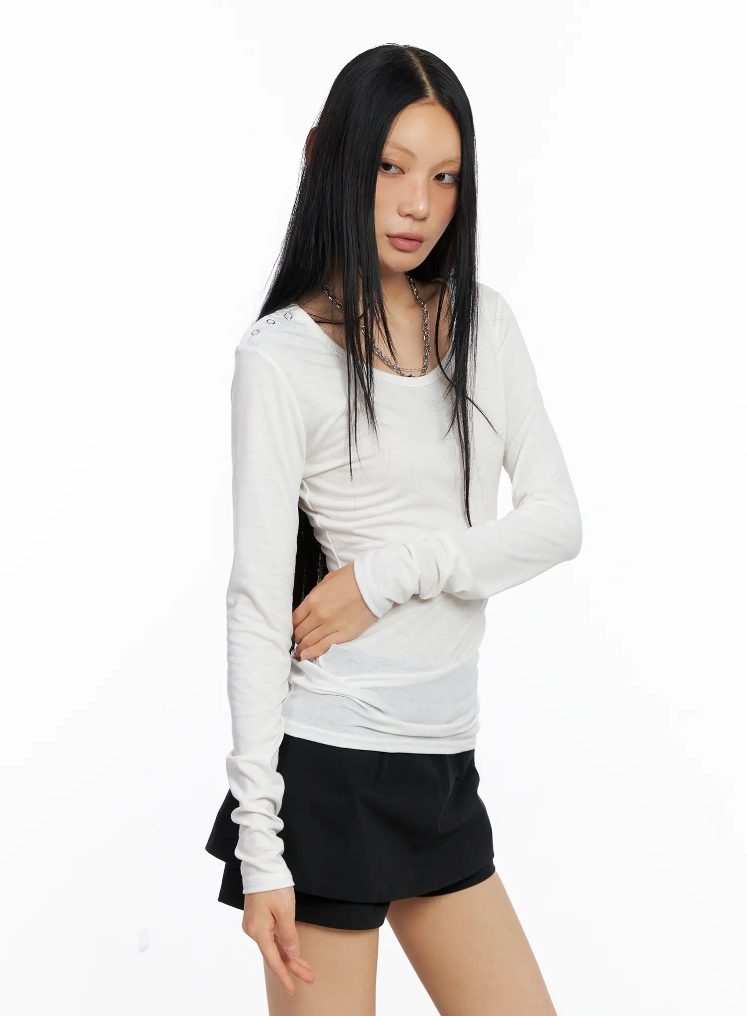 Shoulder Snap Detail Long Sleeve CS509