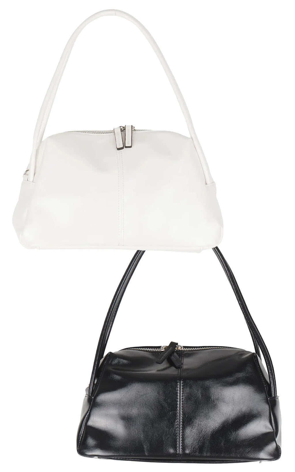 Stitched Faux Leather Shoulder Bag IU512