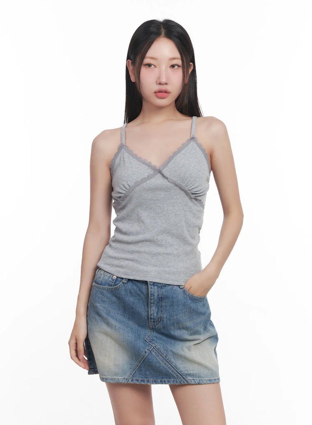 Lace-Trim Sweetheart Cami CU516