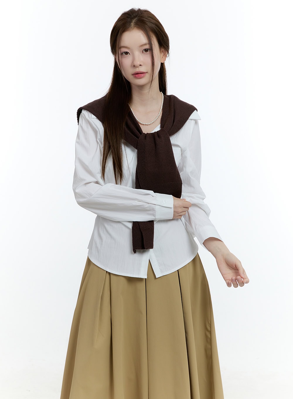 Knitted Front-Tie Shawl CF503