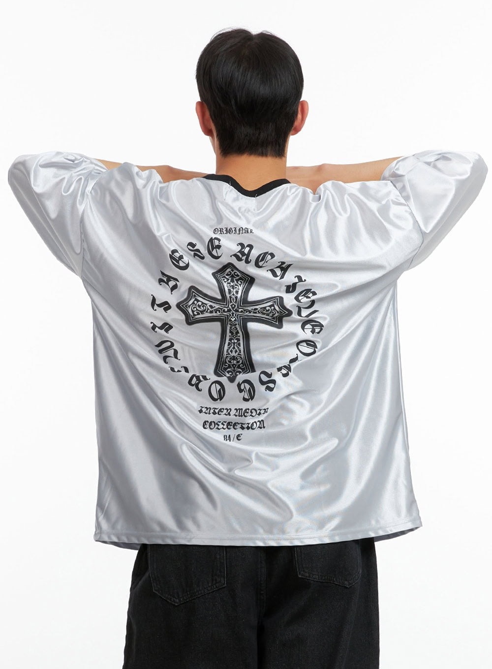 Men's Metallic Lettering T-Shirt IU412