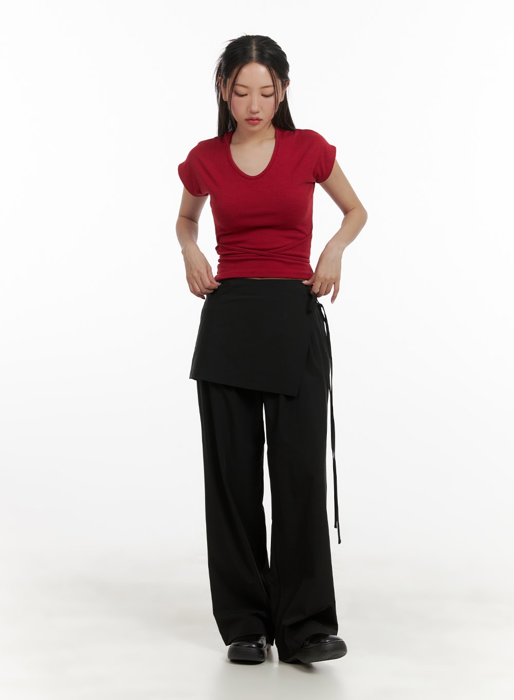 Cotton Wrap Skirt Wide Pants CY403