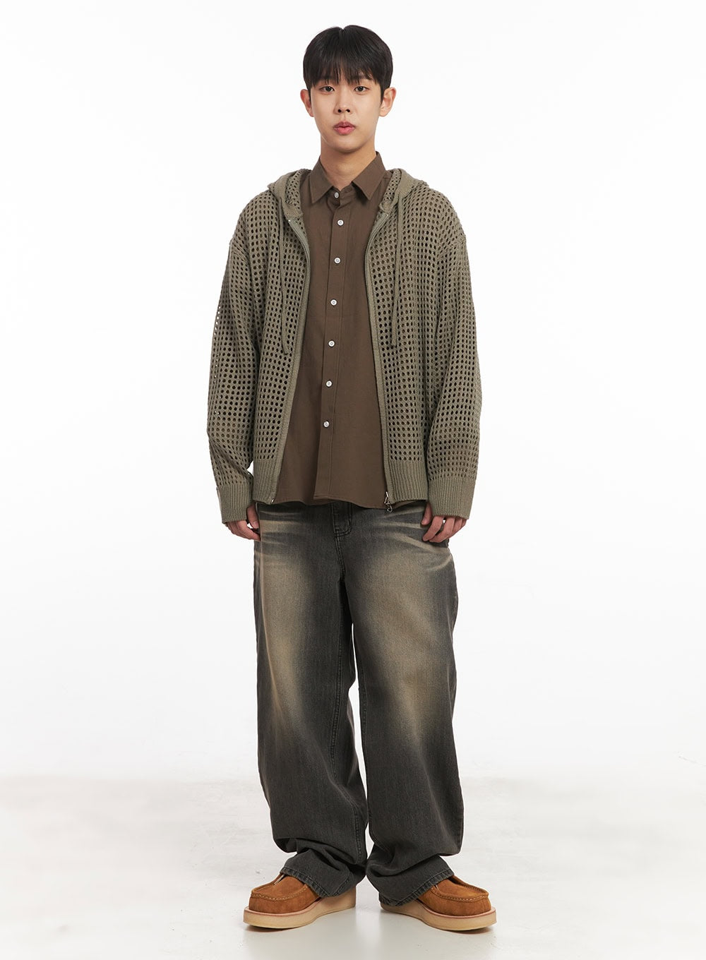 Men's Mesh Knit Hooded Zip-Up Jacket IM514