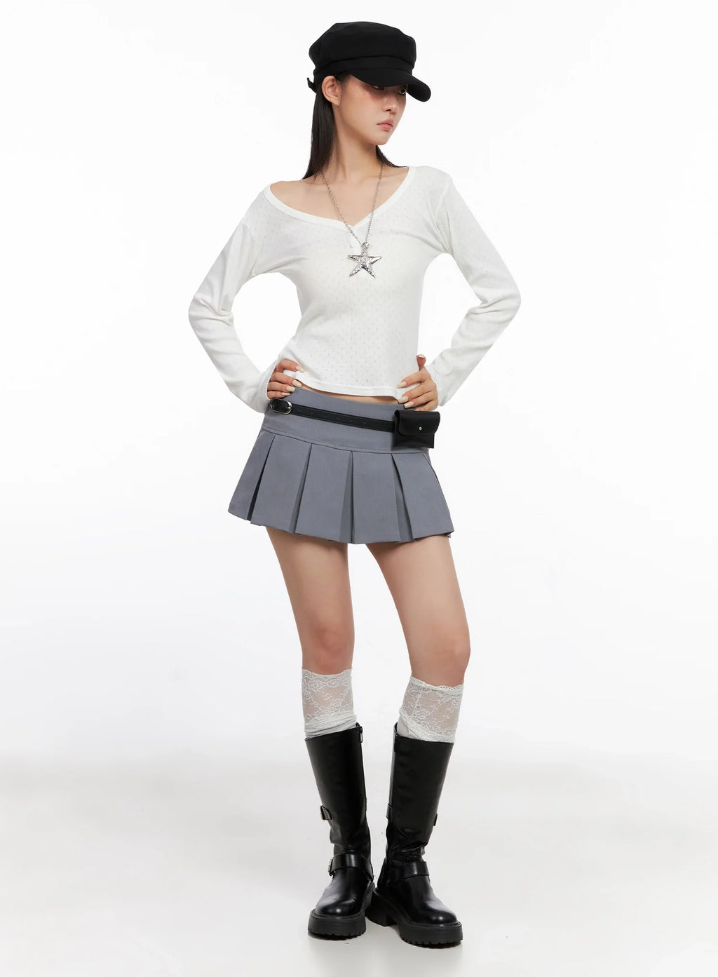 Pleated Low-Rise Mini Skirt IS515