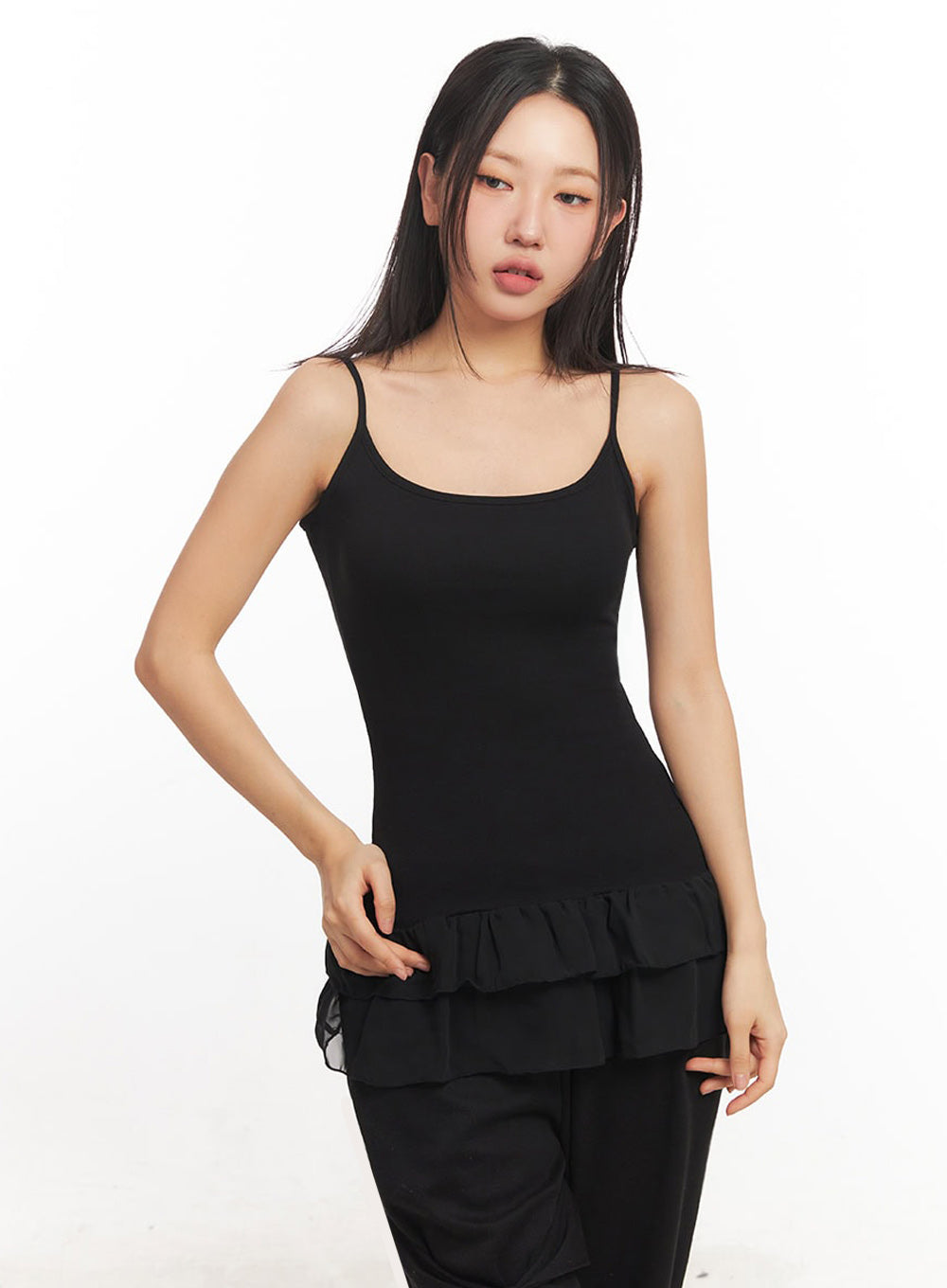 Frill-Trim Long Cami Top IA524