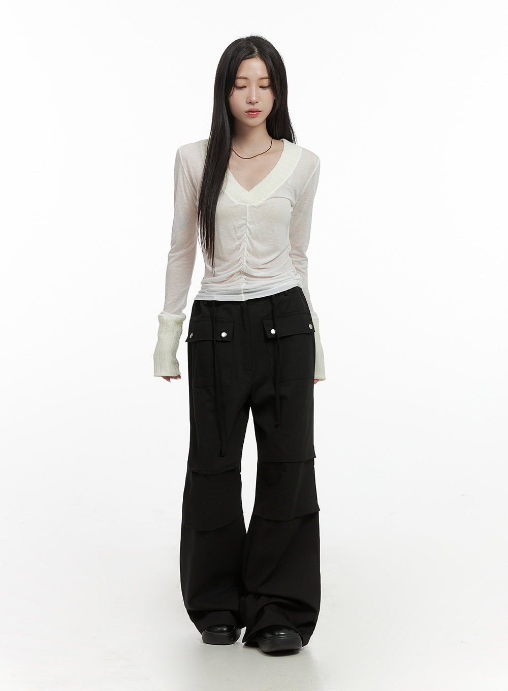 String Boot-Cut Parachuate Pants CS430