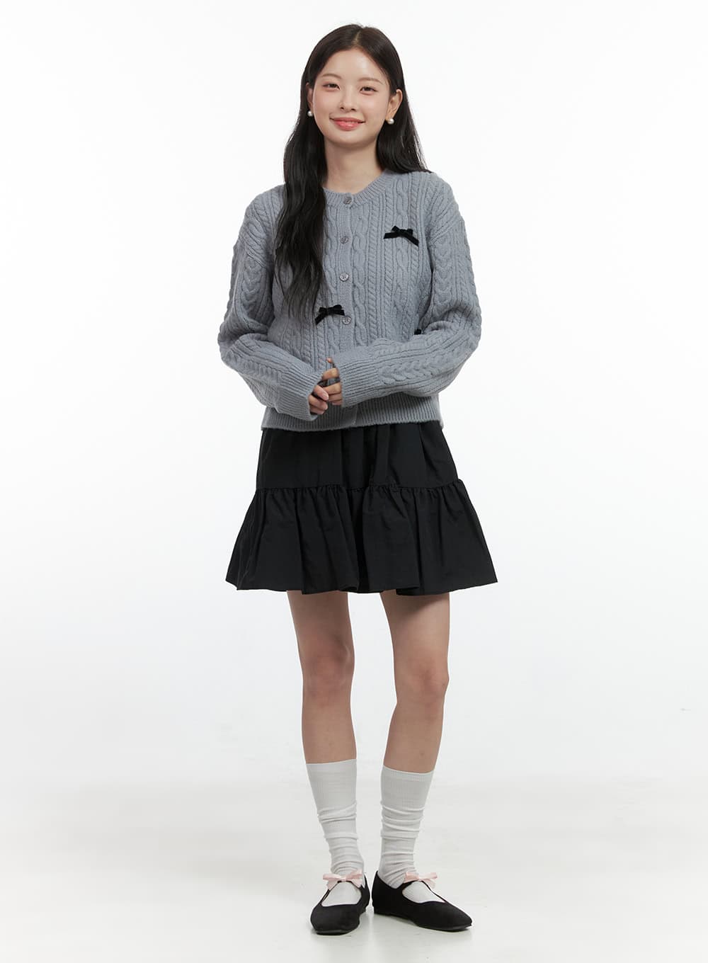 Cable Knitted Ribbon Cardigan OS423