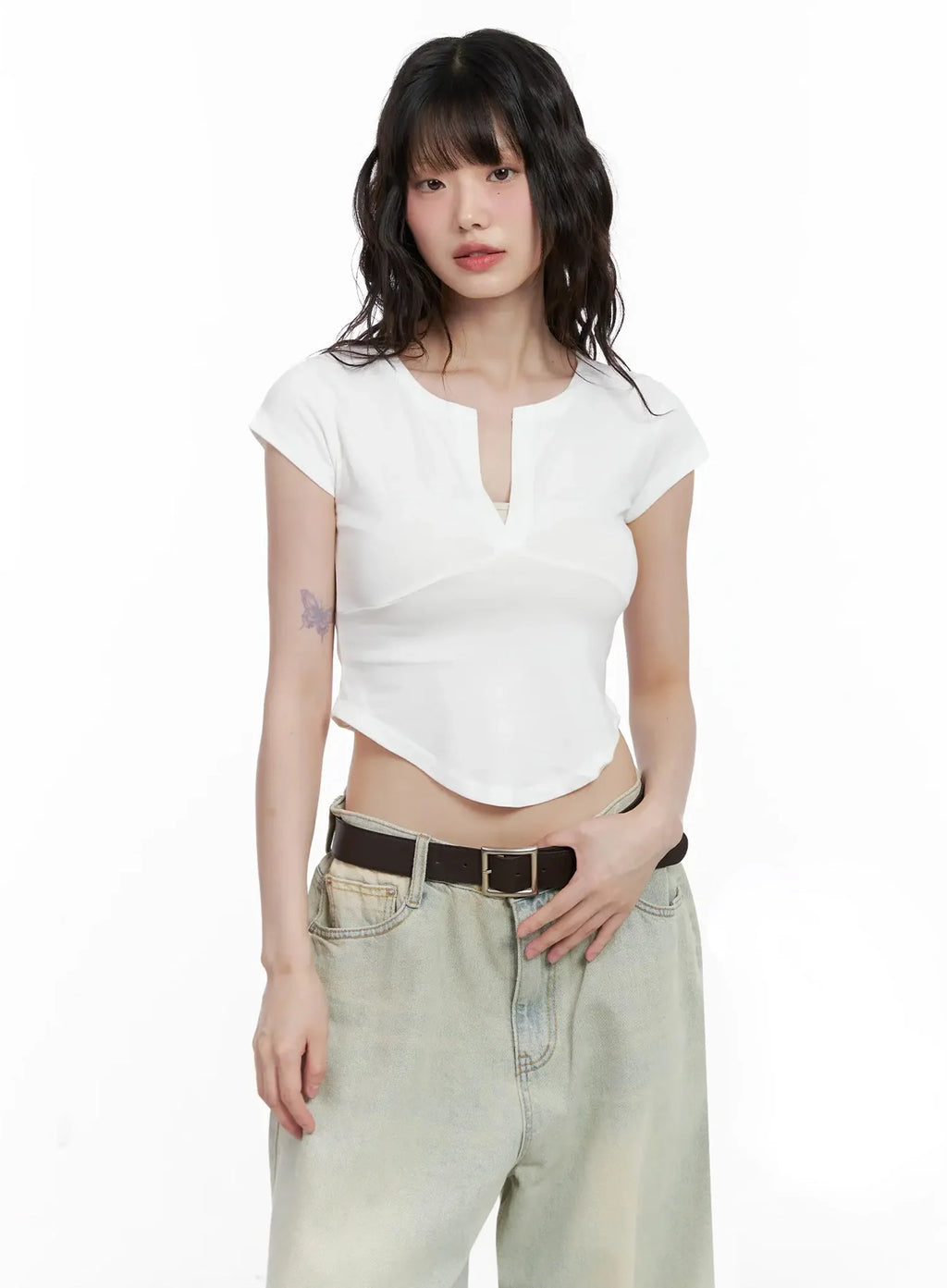 Minimalist V-Neck Crop Top IL531