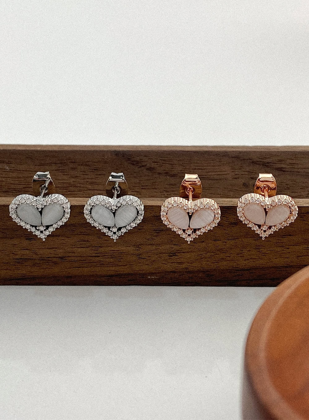 Bloom Faux Pearl Heart Earrings IA517