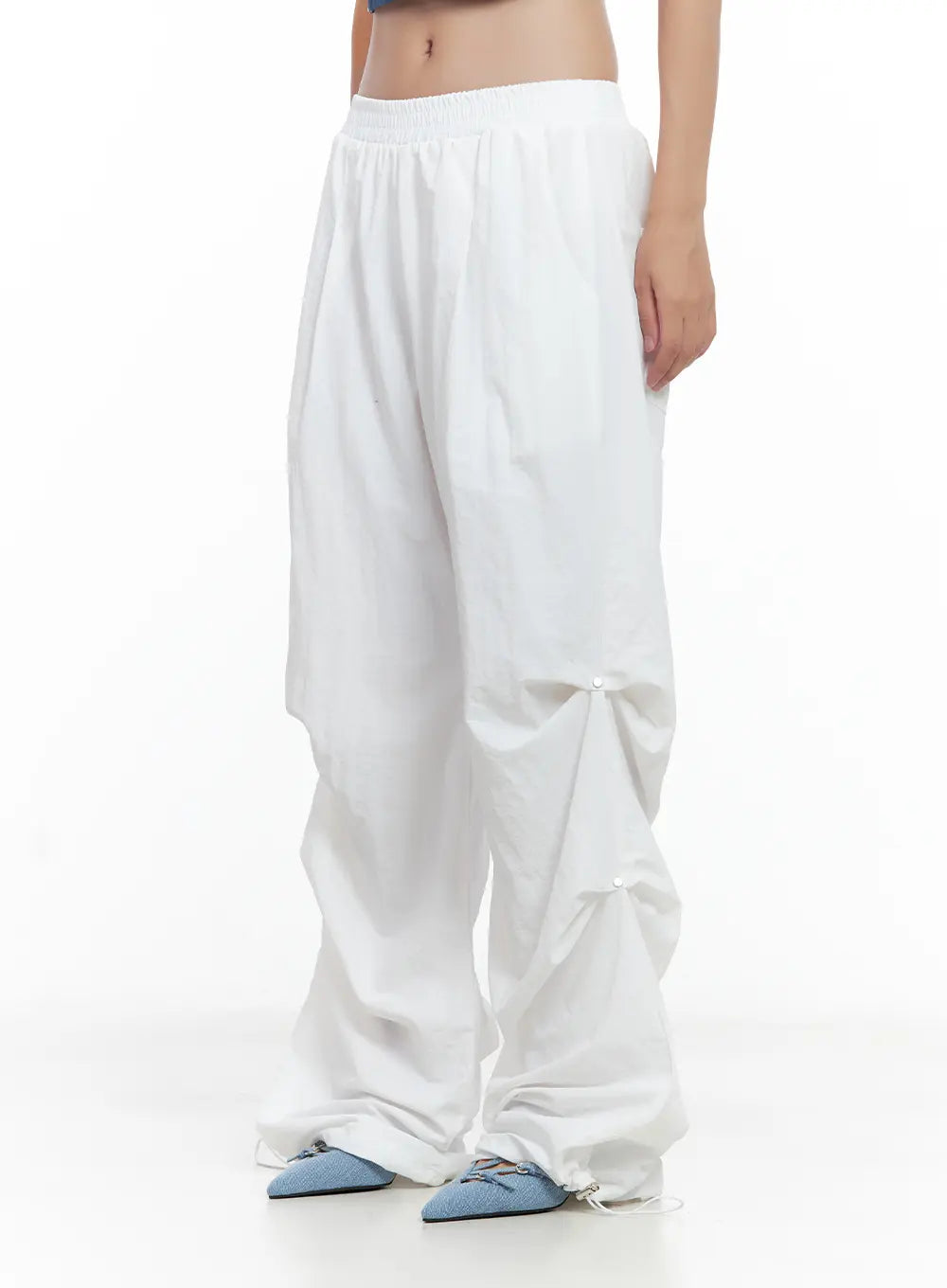 Pintuck Rivet Wide-Leg Joggers CL508