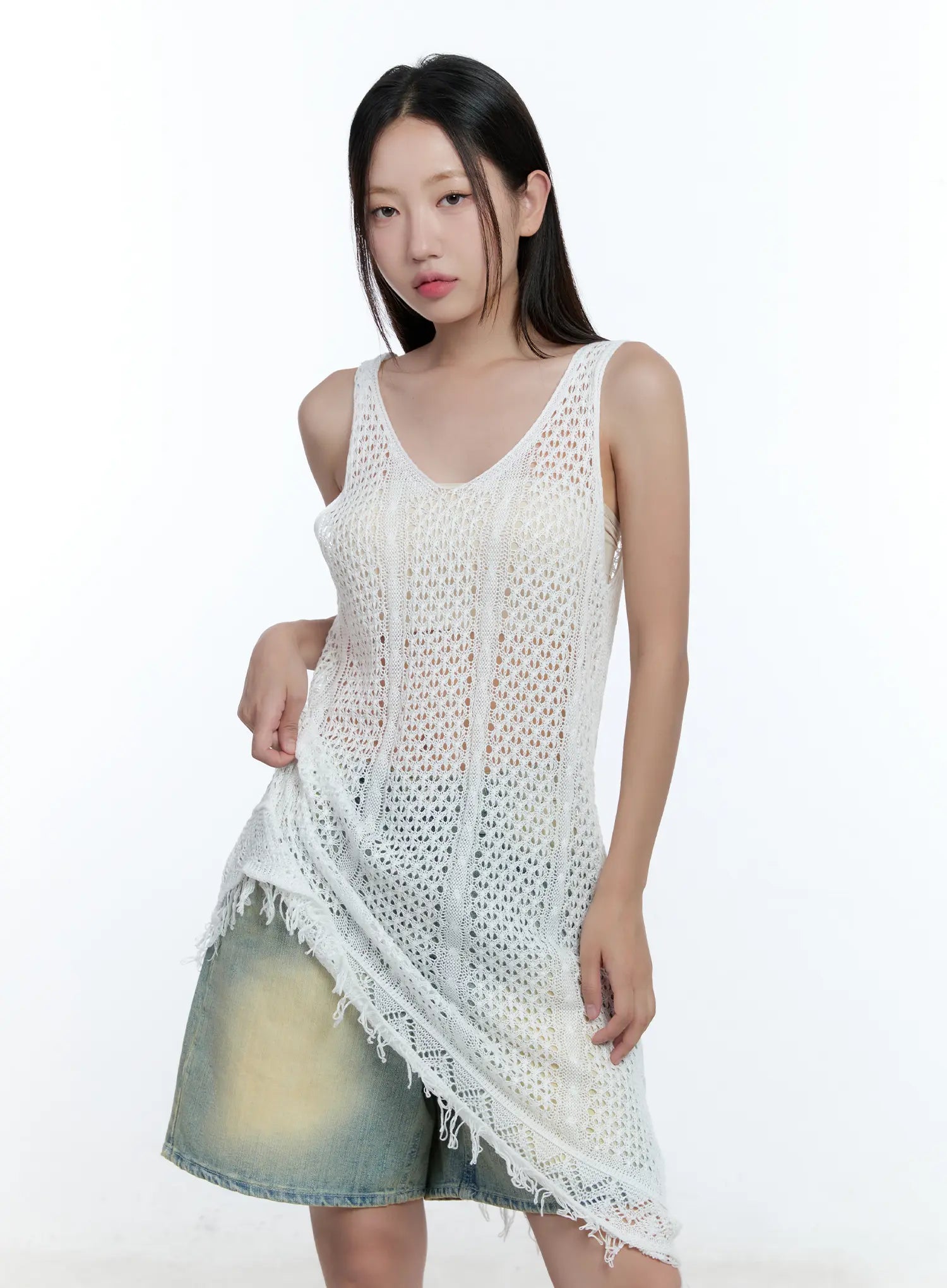 Tassel Asymmetric Midi Dress CU527