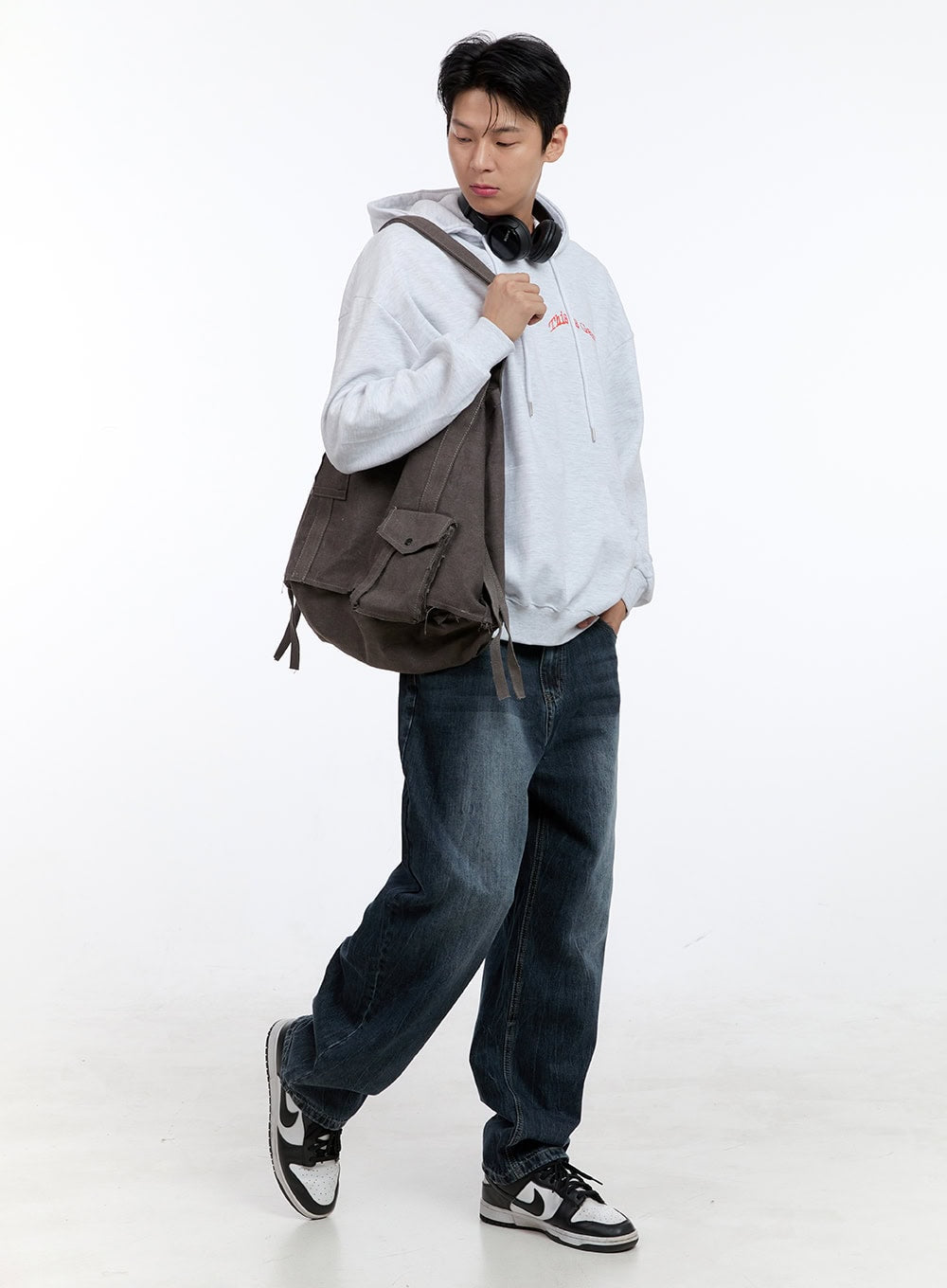 Men's Lettering Oversize Hoodie (White) IG428