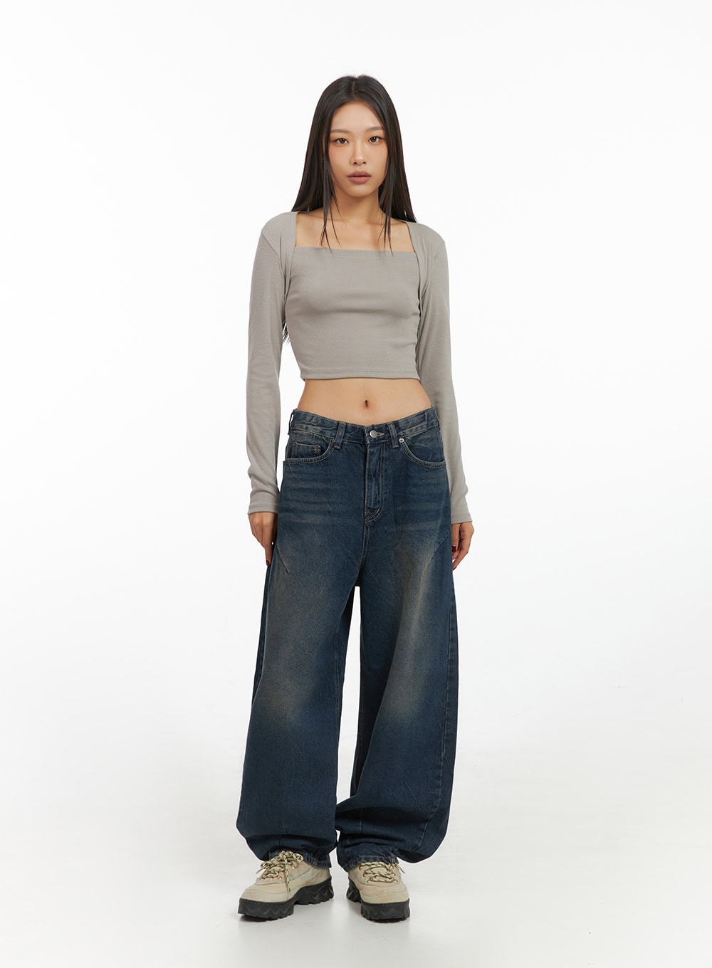 Square Neck Bolero-Style Slim Fit Crop Top IS427