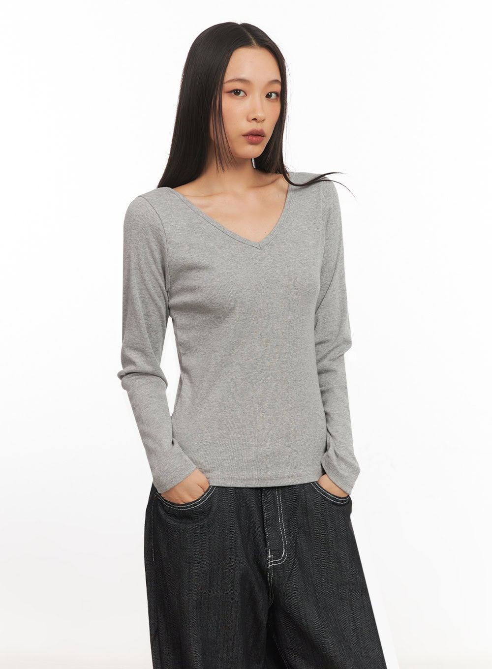 V-Neck Long Sleeve Top IA507
