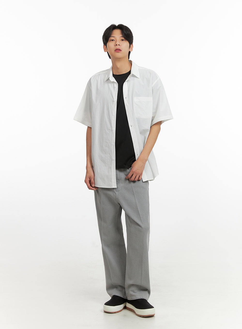Men's Solid Buttoned Shirt (White) IY431