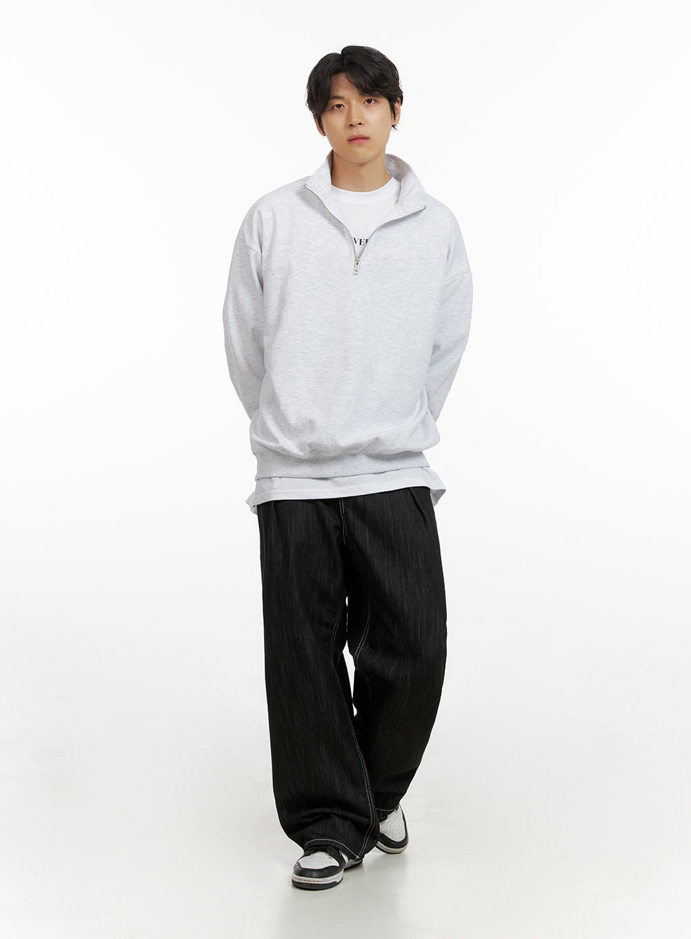 Men's Cozy Zip-Up Solid Sweatshirt (White) IG409