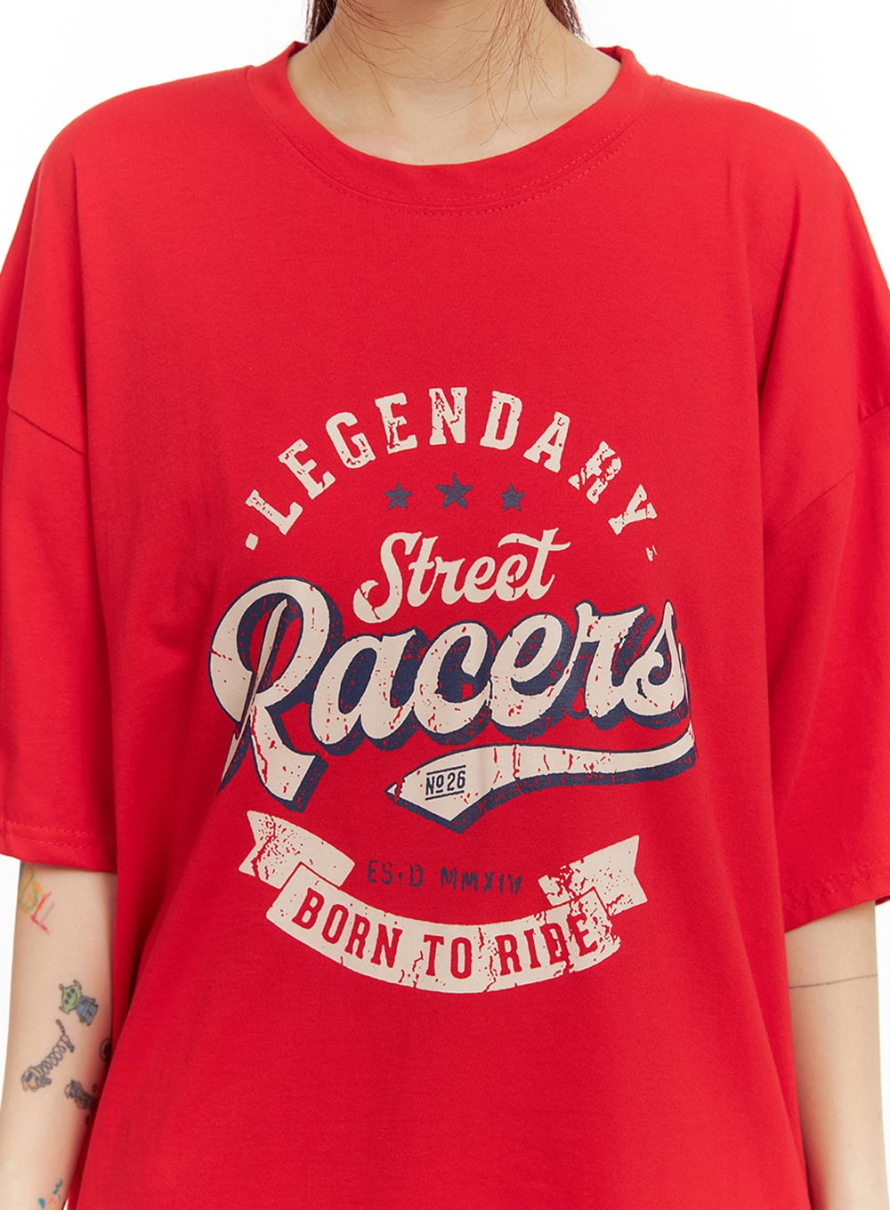 Oversize Graphic Lettering Tee IY410