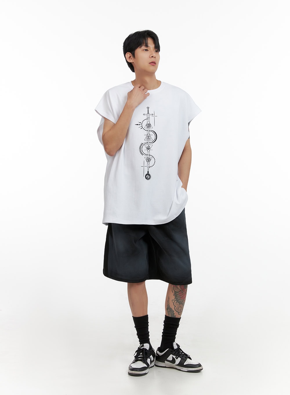 Men's Oversize Graphic Sleeveless IL403