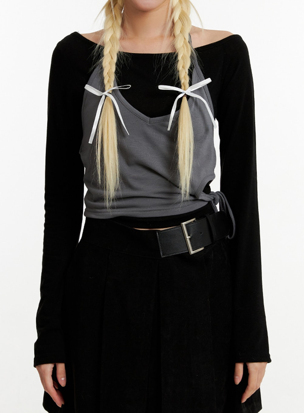 Layered Halter Crop Tee ID315