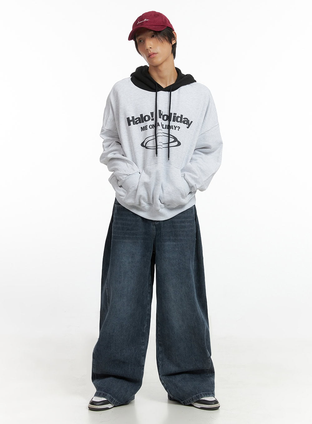 Men's Mixed Color Graphic Hoodie Sweatshirt IO402