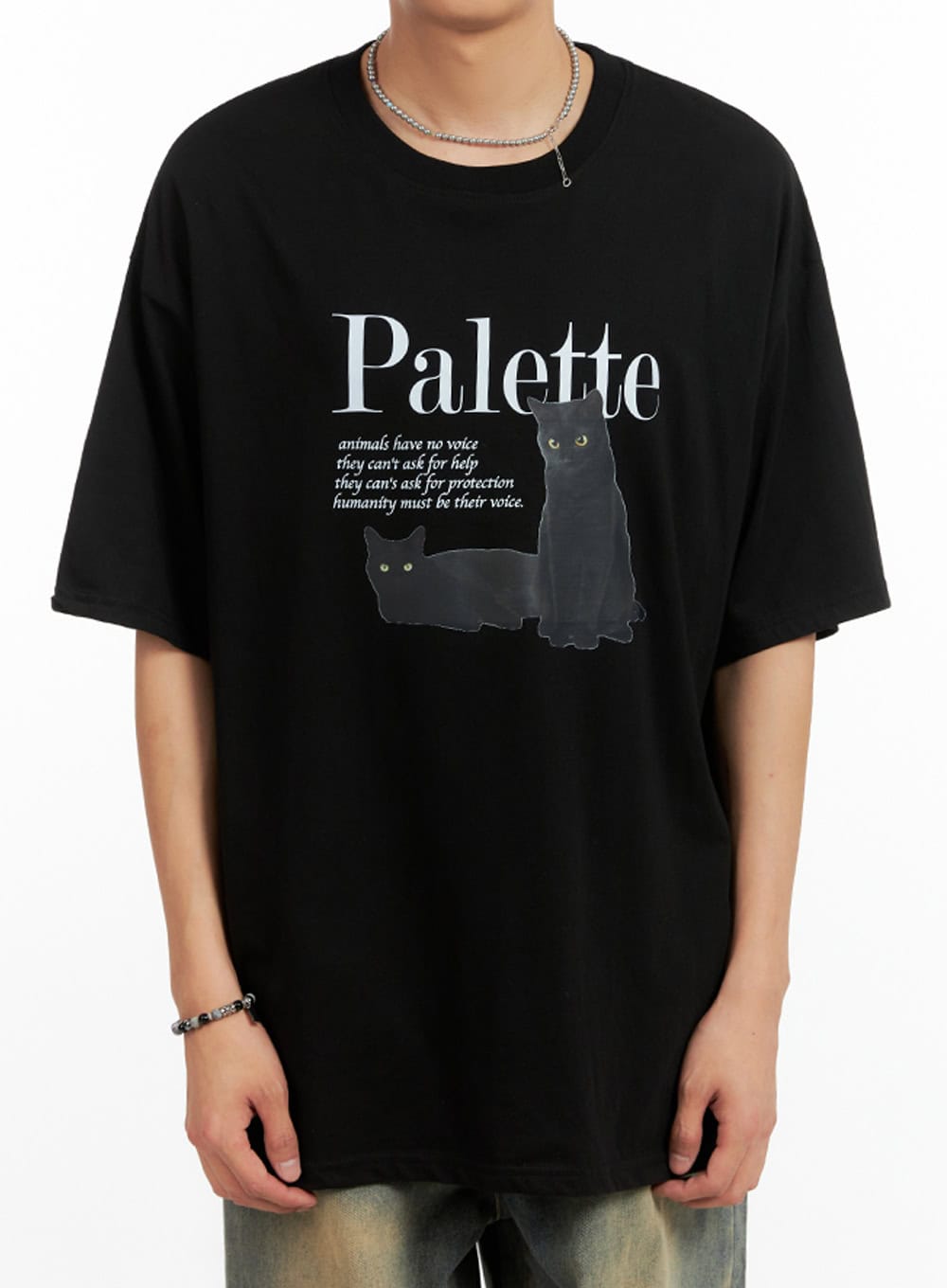 Men's Round Neck Graphic T-Shirt (Black) IG402