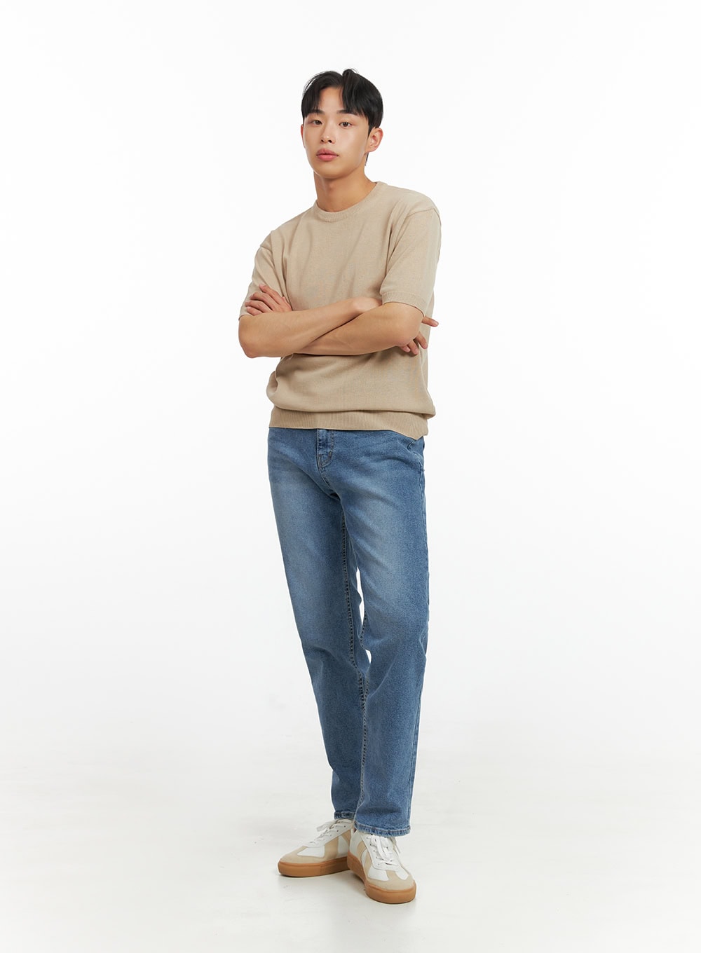 Men's Round Neck Knit T-Shirt IU412