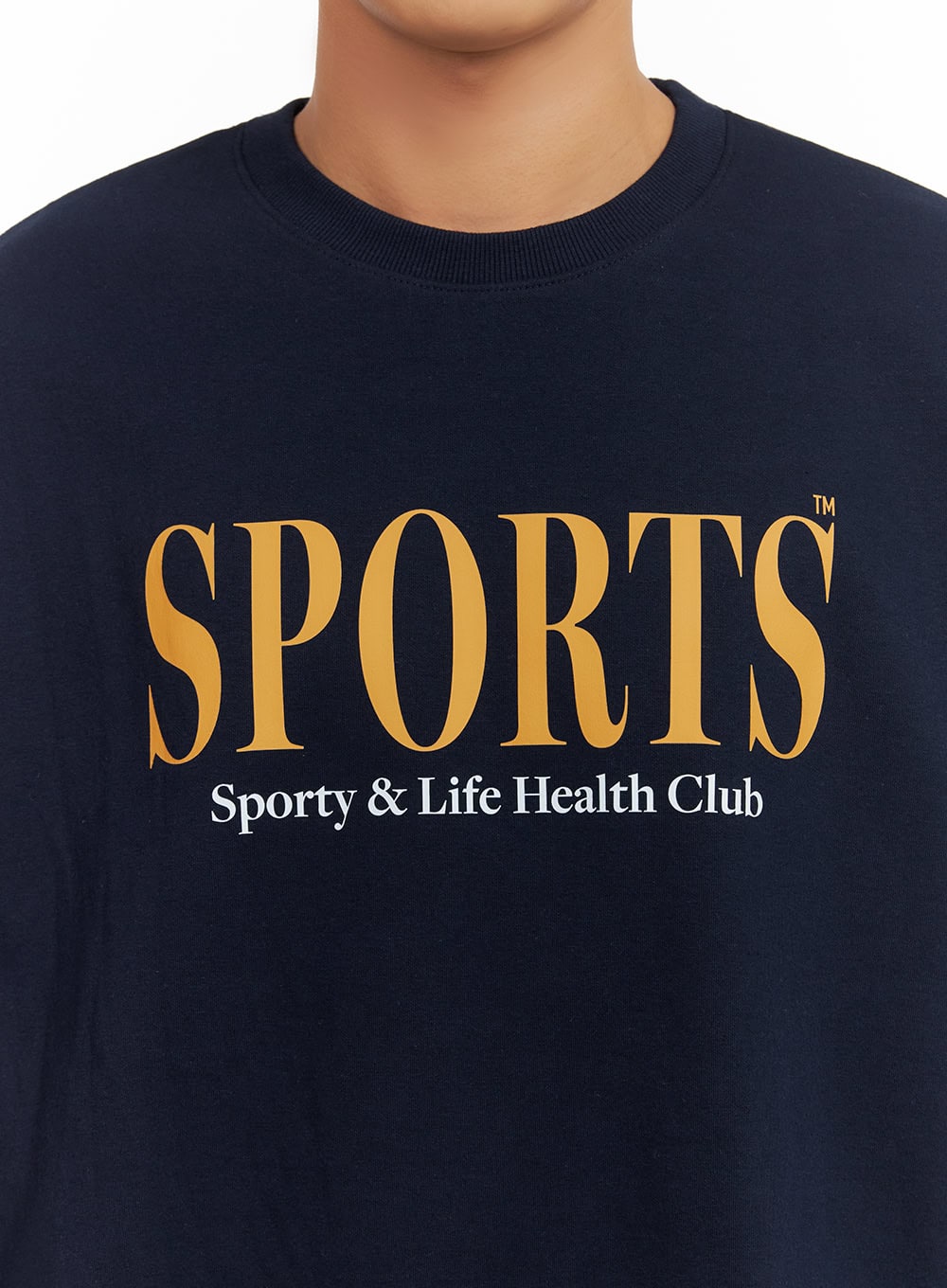 Men's Graphic Lettering Crewneck Sweatshirt (Dark Blue) IU414