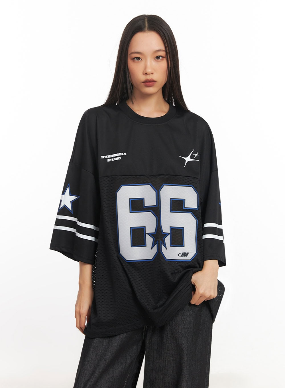 Oversized Mesh Graphic Tee IA504