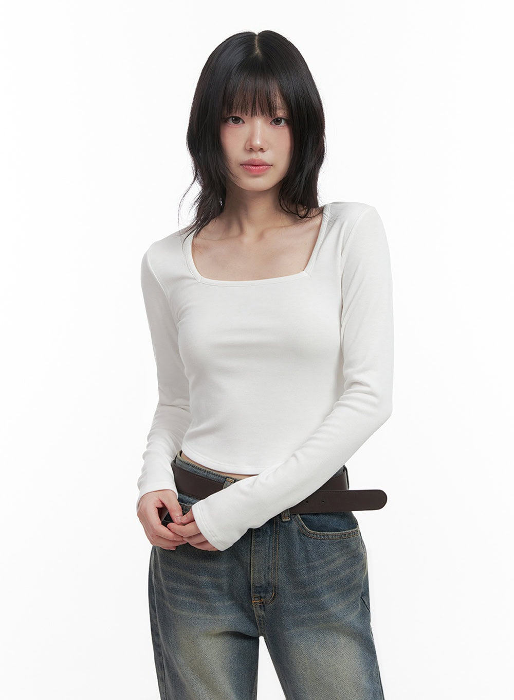 Square Neck Slim-Fit Crop Top ID402