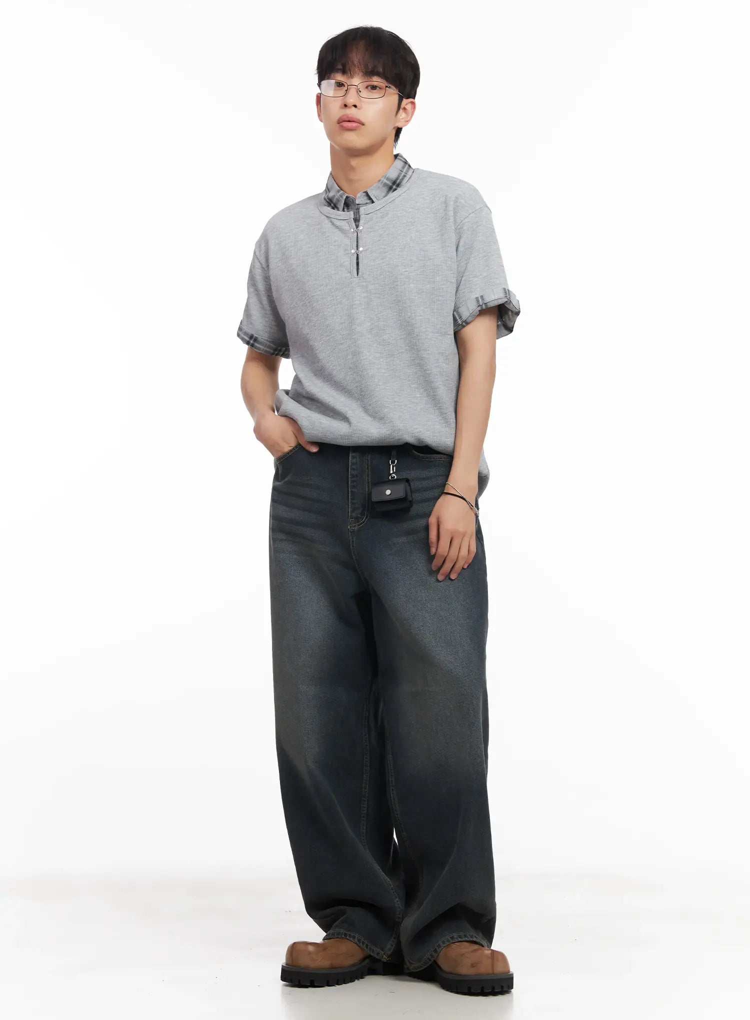 Men's Washed Baggy Jeans IU519