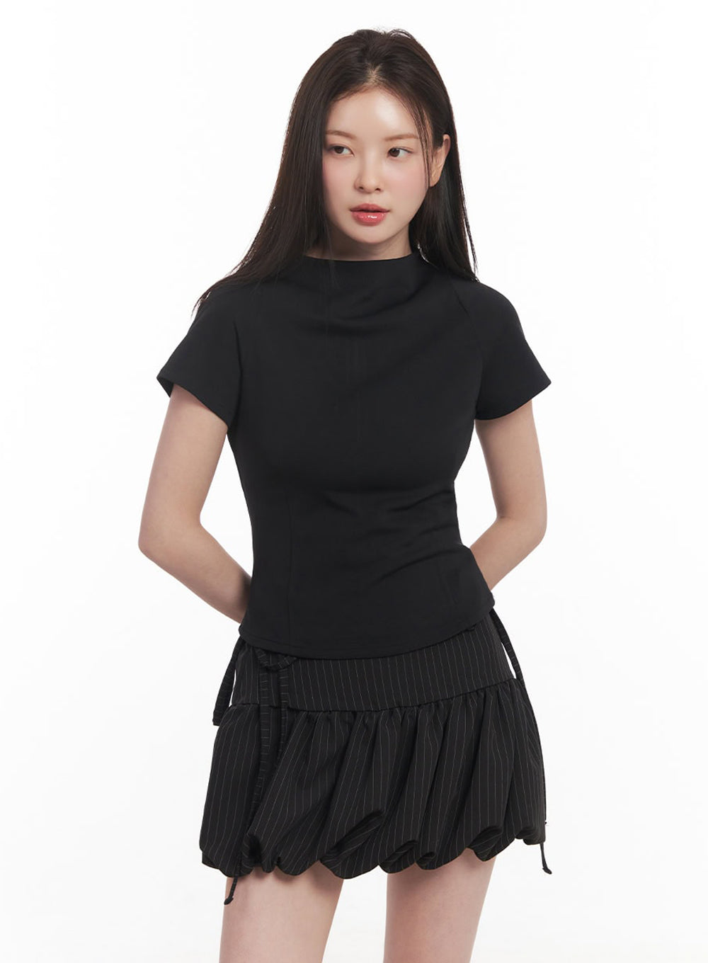 Classy Mock-Neck Blouse Top IY509