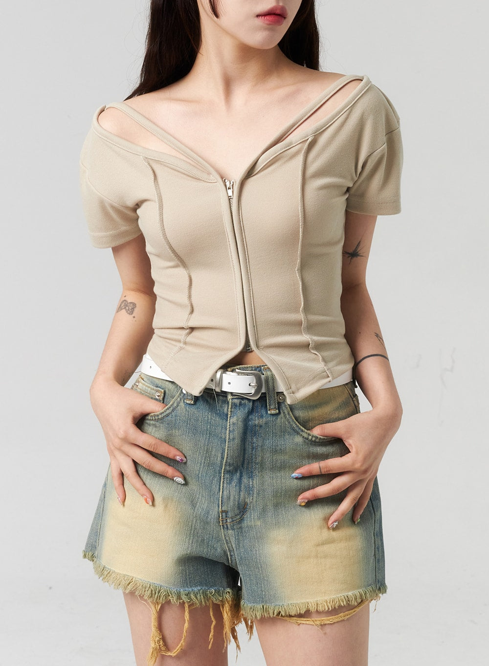 Short Sleeve Zip-Up CL314