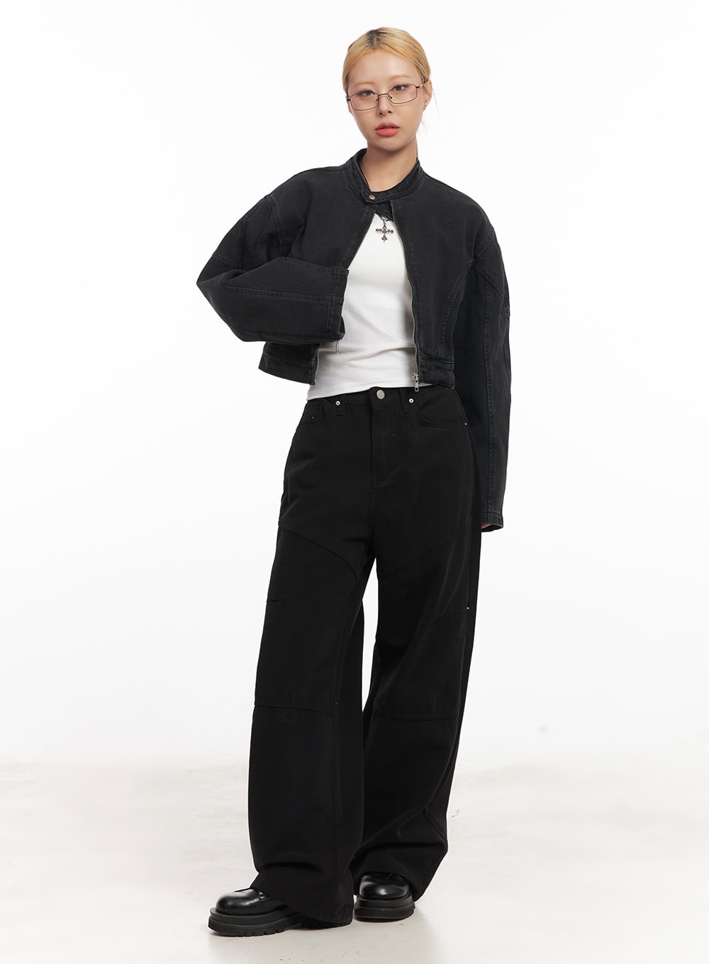 Denim Zip-Up Crop Jacket CM506