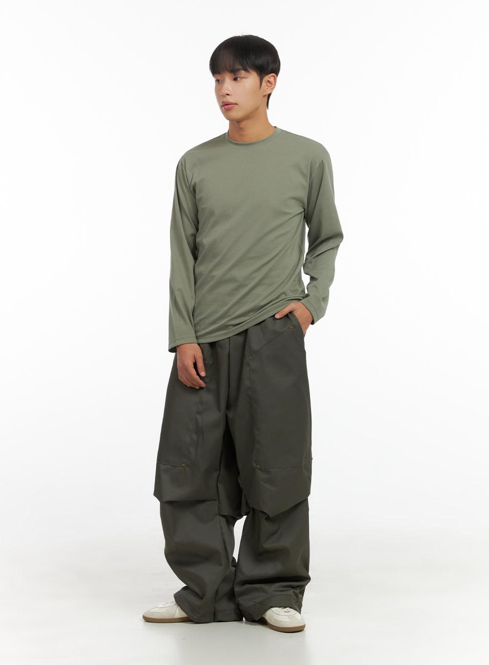 Wide-Fit Pintuck Cotton Pants CO410