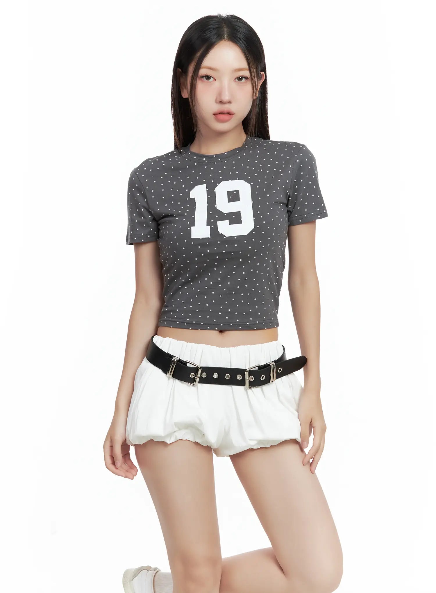 Polka Dot Graphic Crop Tee CL509