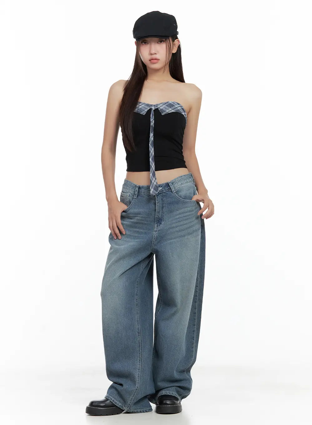 Riwon Retro-Wash Wide Summer Denim Jeans CL508