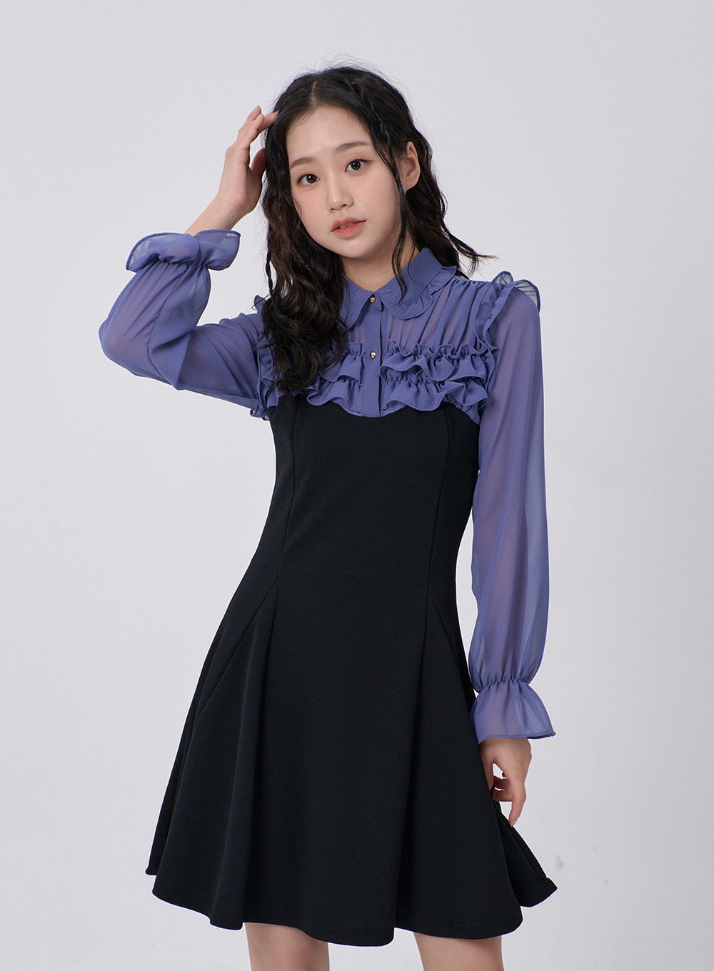 Mini Dress with Frill and Ribbon Detail BD16