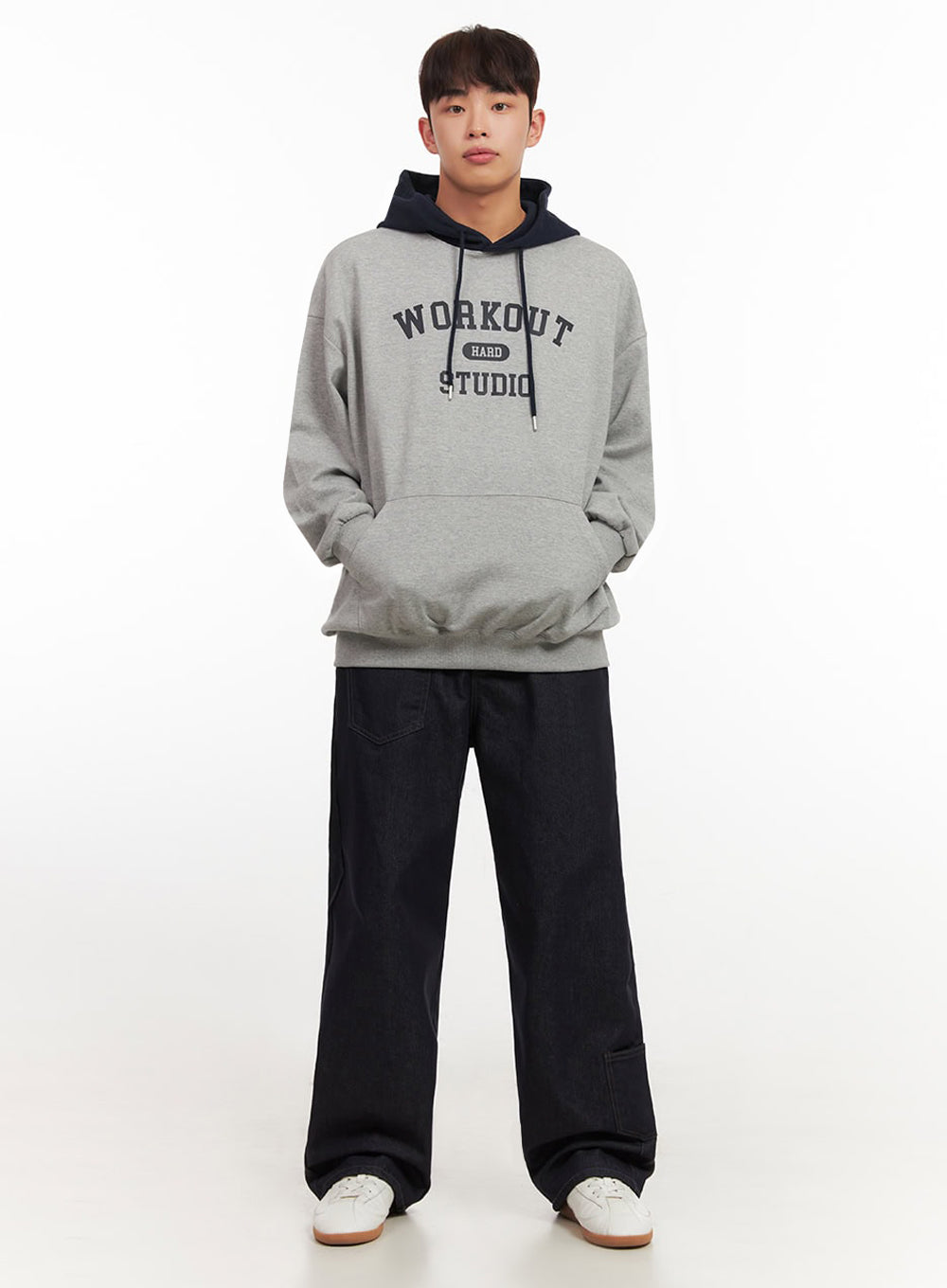 Men's Oversized Contrast Graphic Hoodie IF517