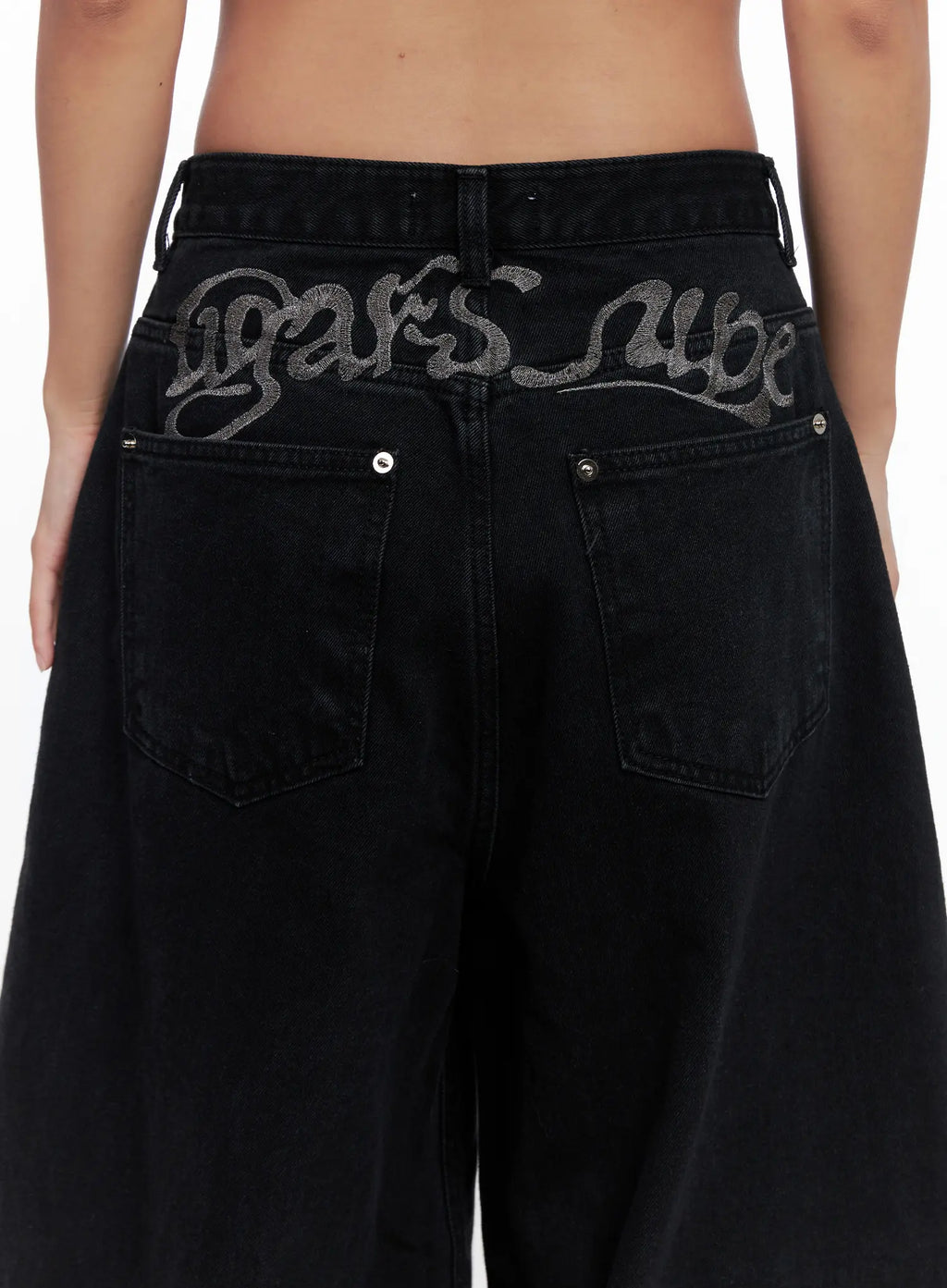 Melany Lettering Wide Leg Lettering Jeans CS524