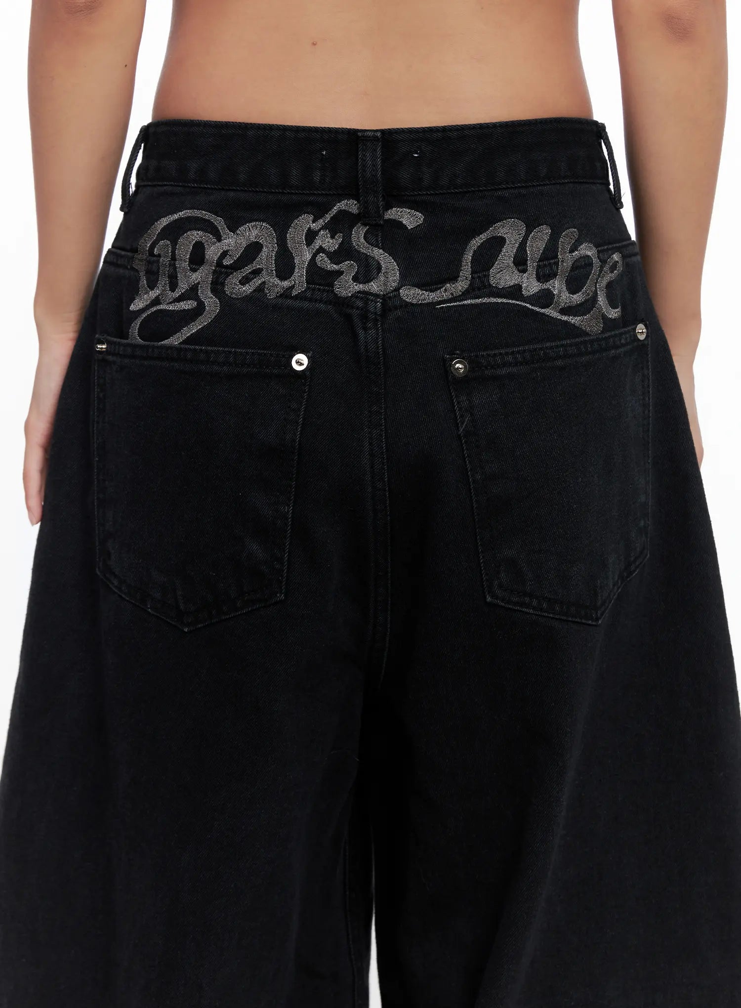 Melany Lettering Wide Leg Lettering Jeans CS524