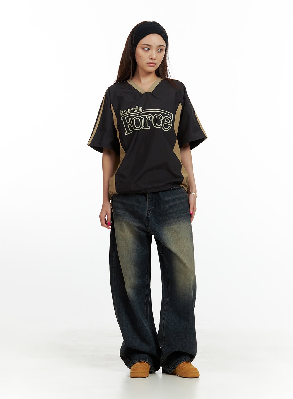 Solid Low Rise Baggy Jeans CU417