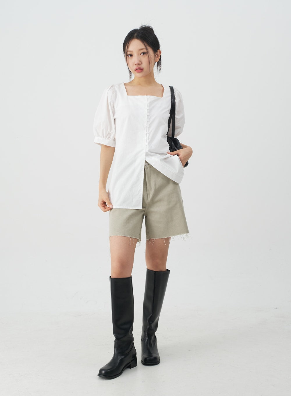 Square Neck Short Sleeve Blouse CY27