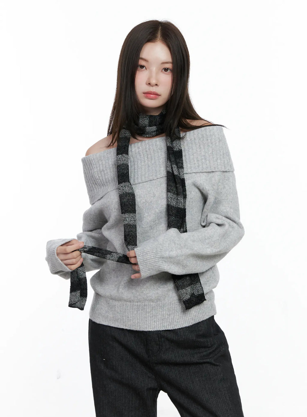 Cozy Striped Knit Scarf CO506