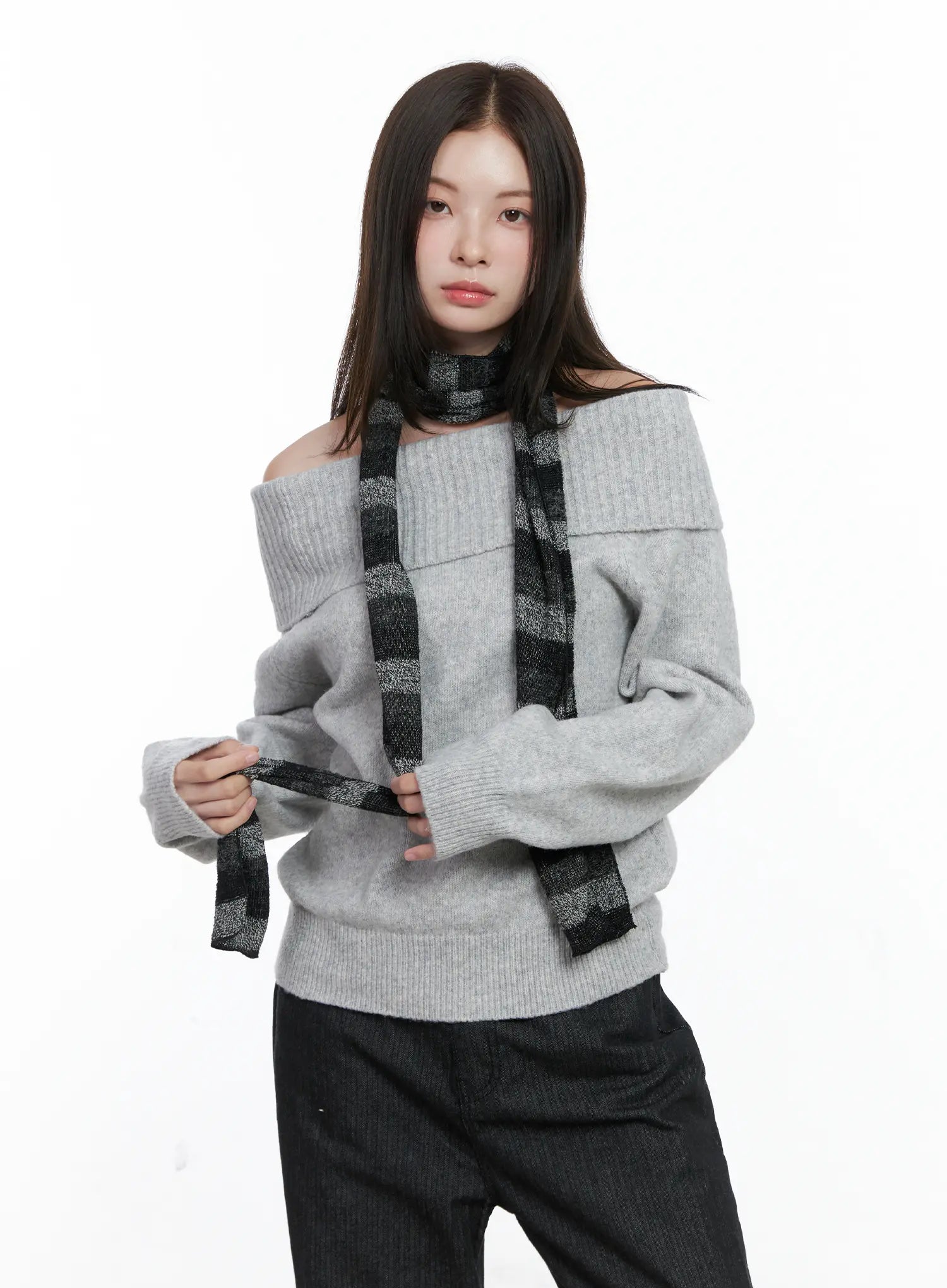 Cozy Striped Knit Scarf CO506